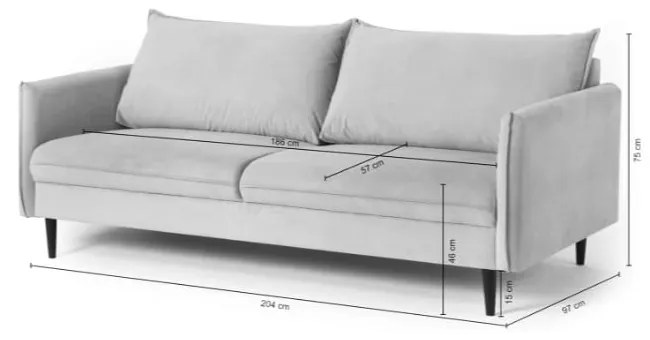 Canapea mov lavandă cu tapițerie din catifea 203 cm Juli – Ropez