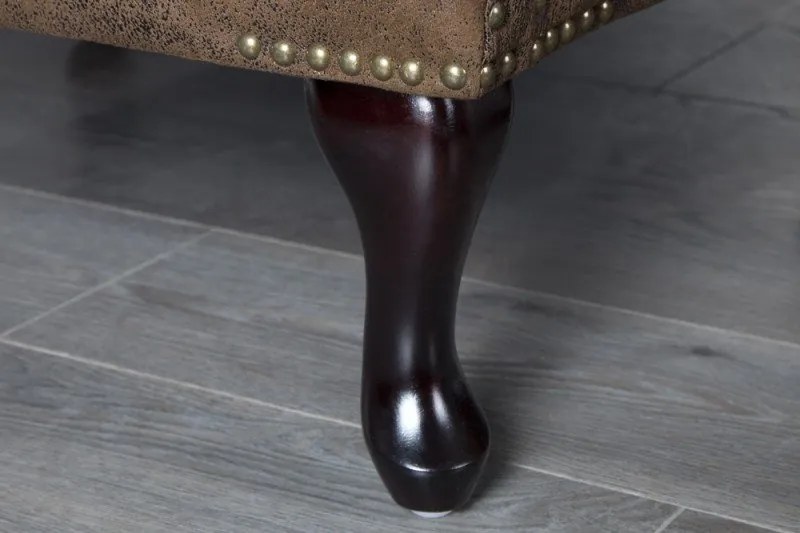 Taburete clasic stil englezesc Chesterfield maro antic