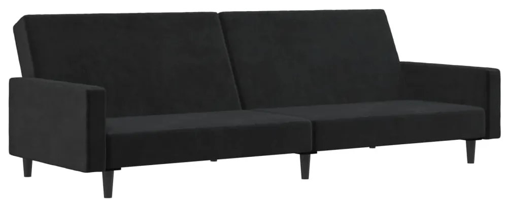 337316 vidaXL Canapea extensibilă cu 2 locuri, negru, catifea