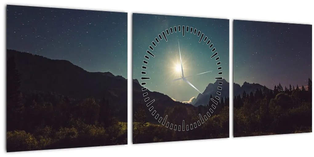 Tablou - cerul nocturn (cu ceas) (90x30 cm)