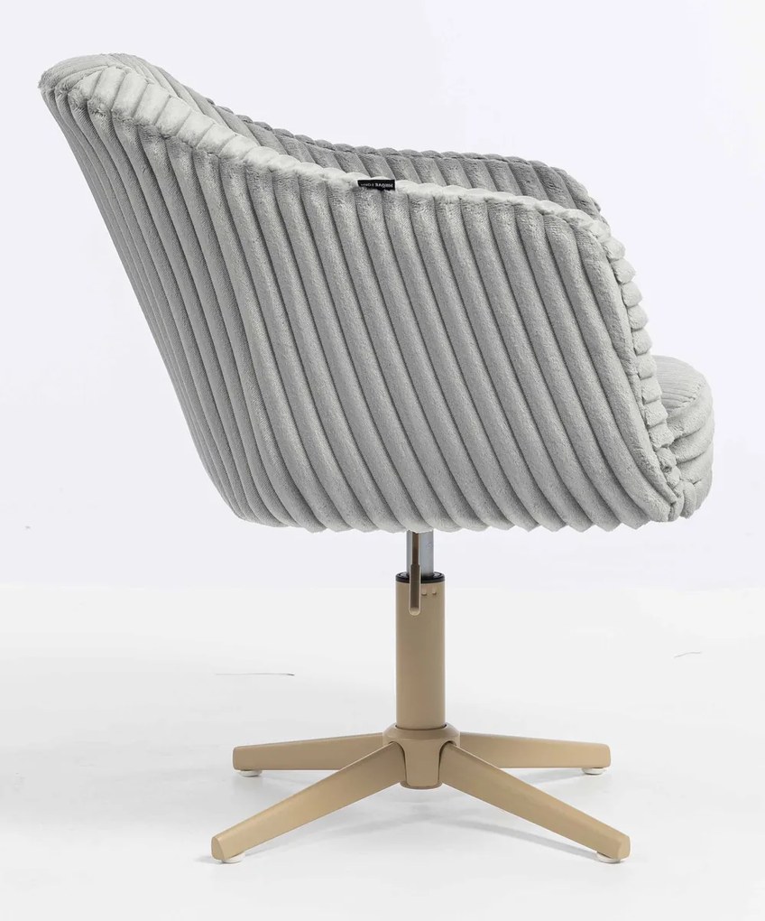 HR832CROSS Scaun Gri Teddy Cord cu Bază Crem