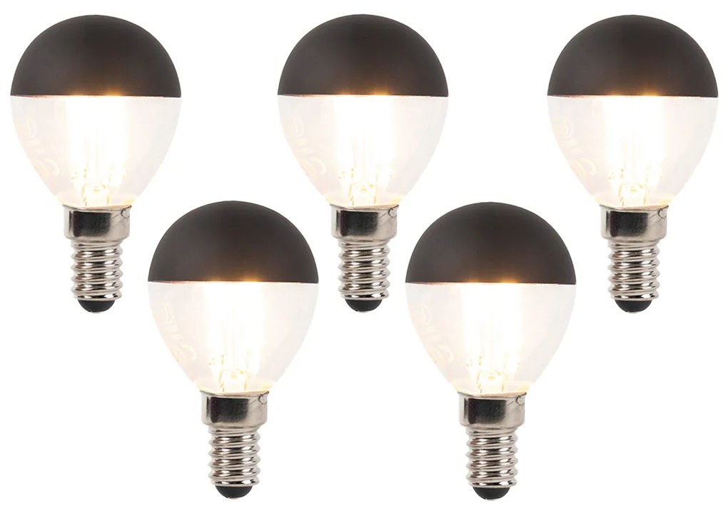Set de 5 becuri LED cu filament E14 reglabile P45 negru 300lm 2700K