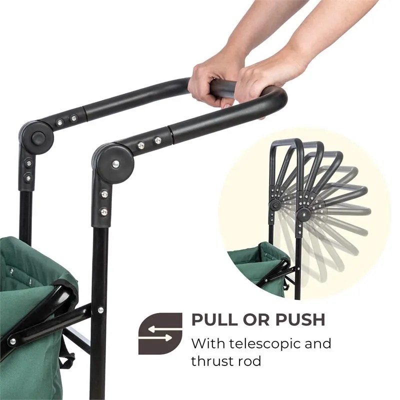 Waldbeck Easy Rider, cărucior de până la 70 kg, telescopic, pliabil, verde