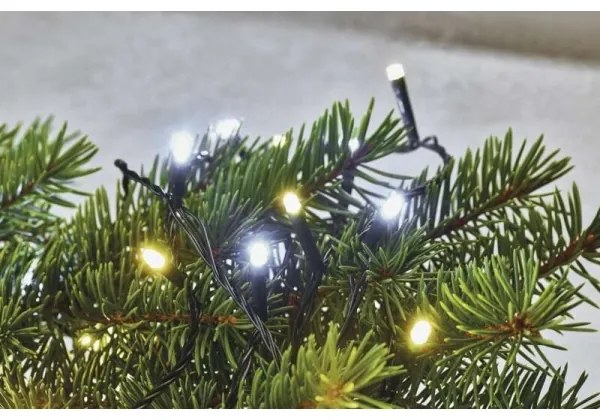 Ghirlandă LED de Crăciun pentru exterior, 120 LED, 2 funcții, 17 m, IP44, alb cald/alb rece
