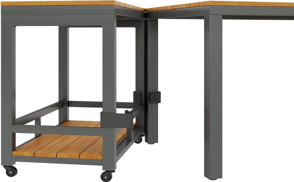 Set modern de canapea pentru exterior, masă detașabilă, cotiere împletite și perne groase de șezut, Gri+Culoare naturală