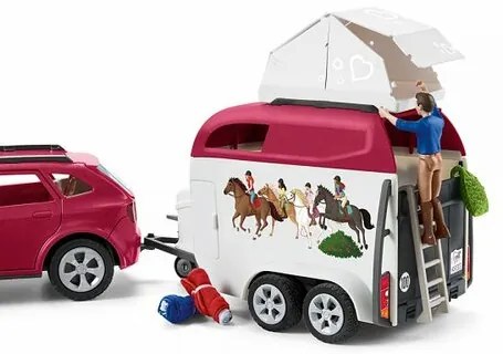 Mașină de aventură cu remorcă și cal Schleich 42535