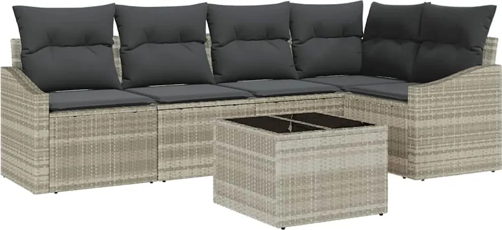 vidaXL Set de canapele pentru grădină 6 pcs Gri deschis poliratan