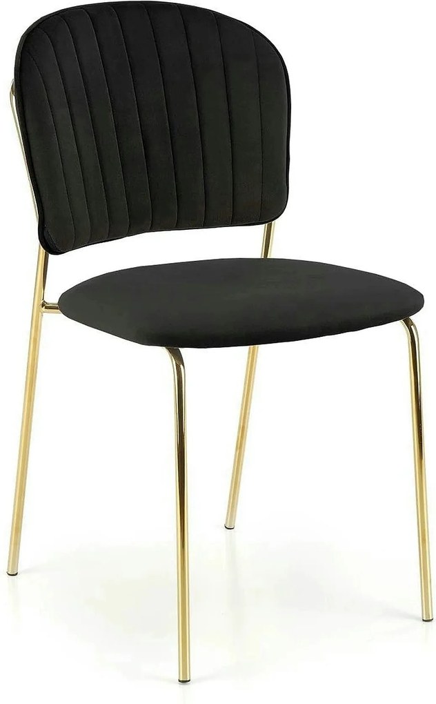 Scaun K499, negru/auriu, stofa catifelata/metal, 47x56x85 cm