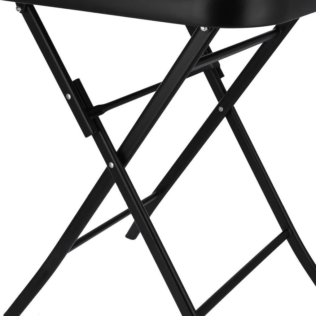 Măsuță pliabilă pătrată Jumi, 60x60 cm, negru, oțel și sticlă