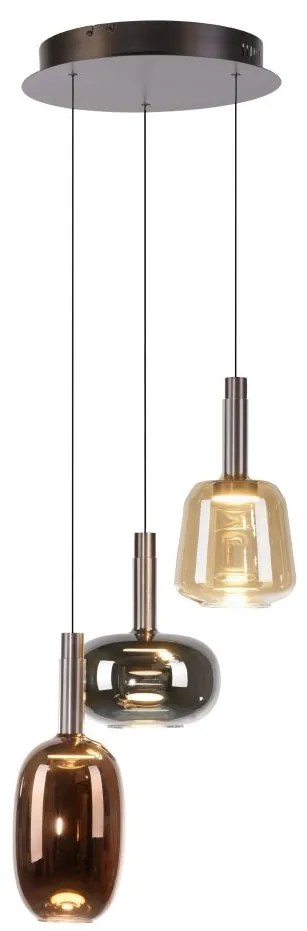 Lustra cu 3 pendule LED, inaltime reglabila, sticla, multicolor, IRIDES