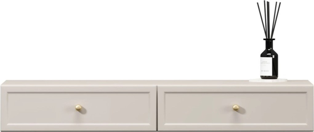 Consolă / măsuță toaletă suspendatăă Lorini 100 cm cu sertare - cașmir / mânere aurii