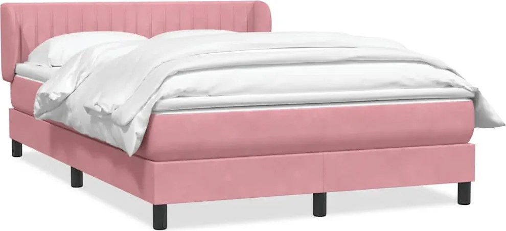vidaXL Pat box spring cu saltea, roz, 160x210 cm, catifea