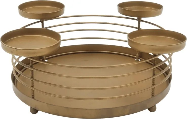 Suport metalic pentru lumanari de Advent GOLDEN ADVENT 32 cm, auriu