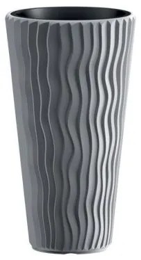 Ghiveci decorativ de flori, rotund, inalt, gri, 29.7x53.1 cm, Sandy