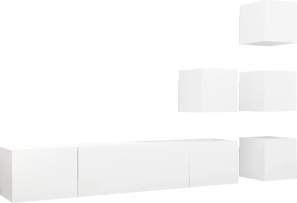 vidaXL Set dulapuri TV, 6 piese, alb, lemn prelucrat