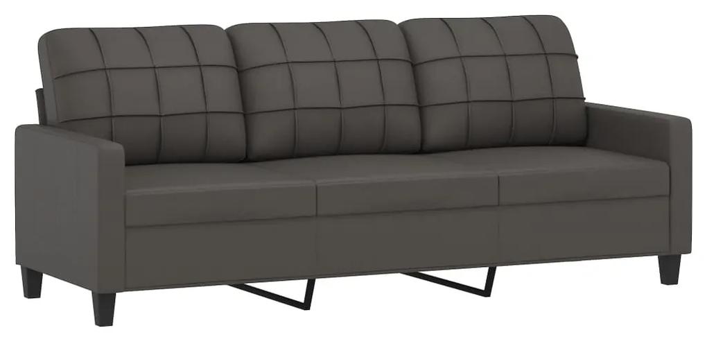 Canapea cu 3 locuri, gri, 180 cm, piele ecologica Gri, 198 x 77 x 80 cm