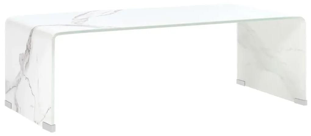284733 vidaXL Măsuță de cafea, marmură albă, 98x45x31 cm, sticlă securizată