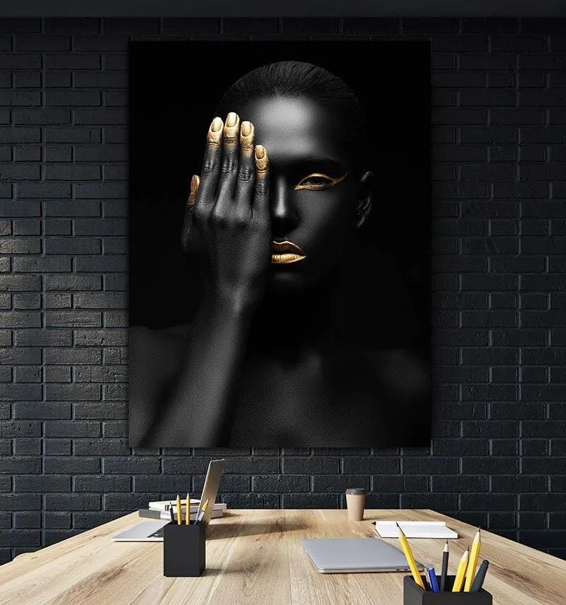 Tablou canvas BW Girl Gold 120x80 cm