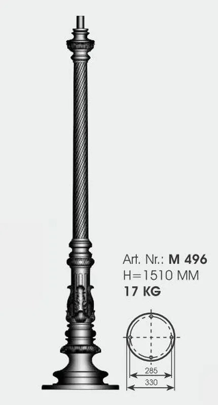 Stalp iluminat exterior din fier forjat, inaltime 217cm, AL 6783