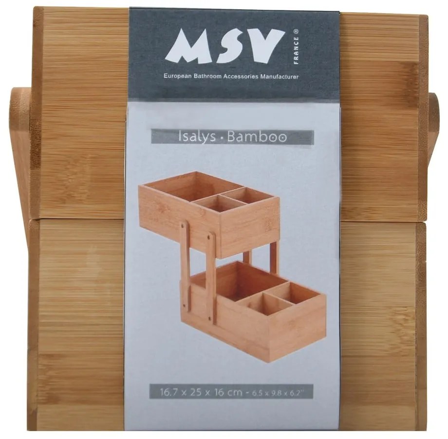 Organizator de baie în culoare naturală pentru cosmetice, din bambus Isalys – MSV