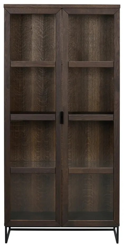 Vitrină maro din lemn masiv de stejar 95x195 cm Everett – Rowico