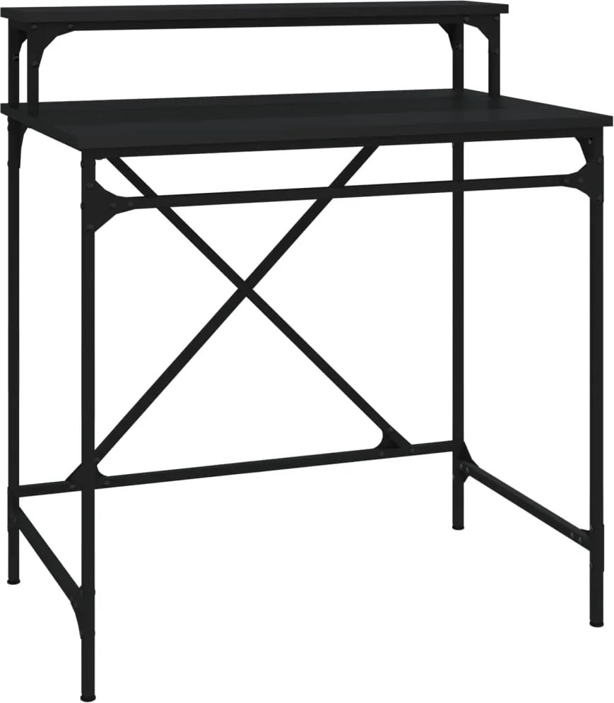 vidaXL Birou, negru, 80x50x90 cm, lemn prelucrat și fier