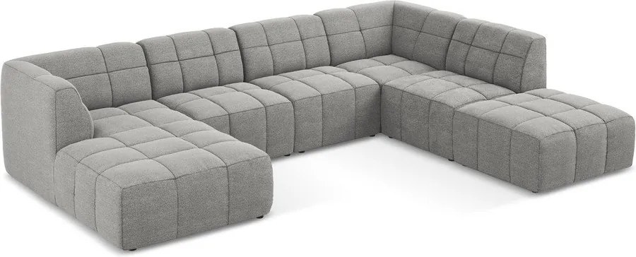 Colțar gri cu tapițerie din țesătură bouclé (în formă de "U") Aloha – Makamii