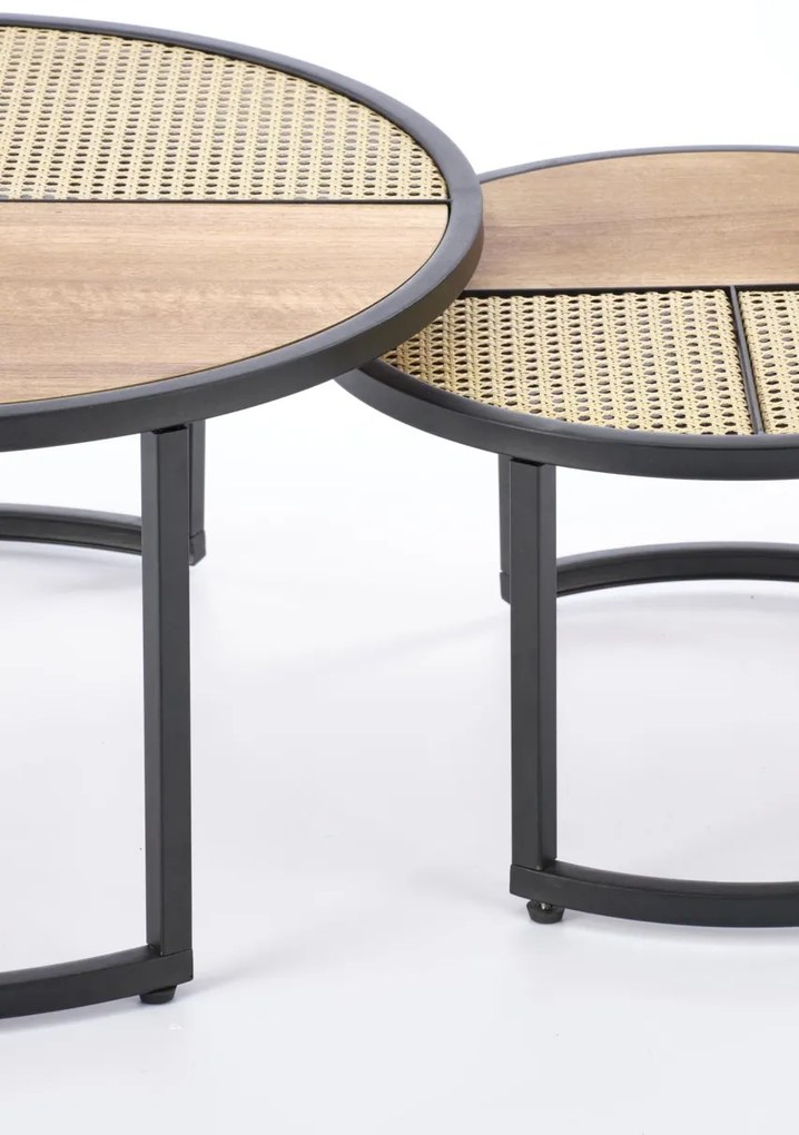 Set mese de cafea Garmina stejar auriu + rattan