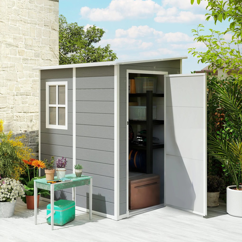Outsunny Magazie din metal pentru gradina, Gri