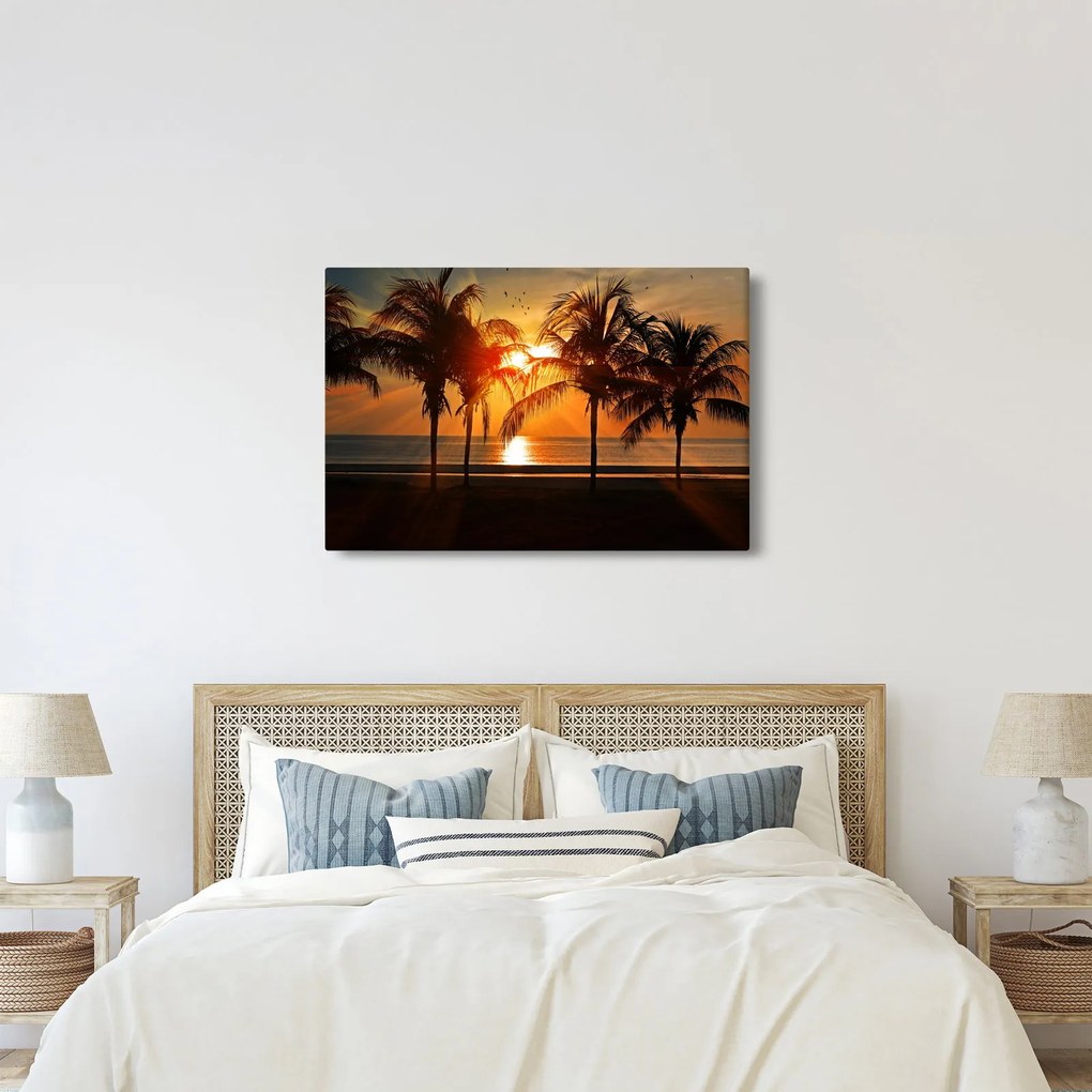 Tablou cu palmier în apus de soare (90x60 cm)