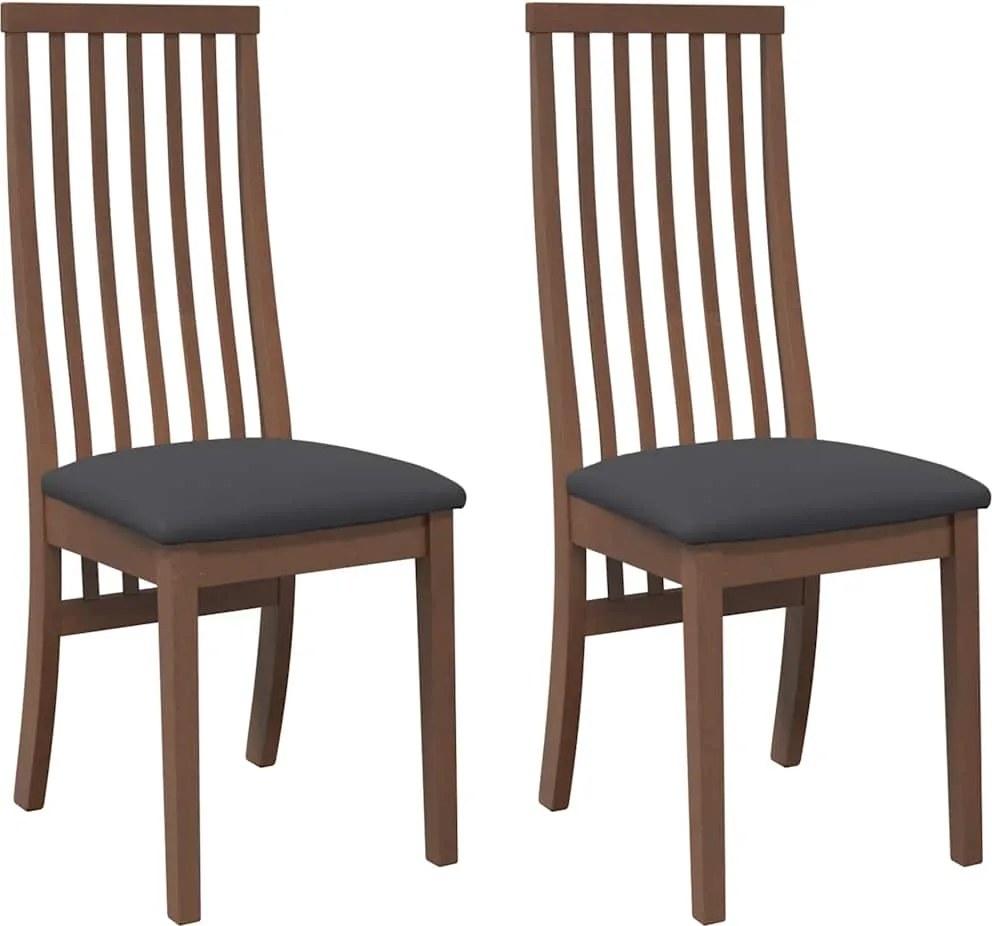 vidaXL Scaune sufragerie cu perne 2 buc. cauciuc din lemn masiv maro