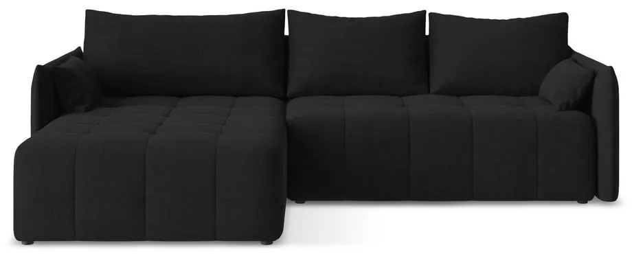 Colțar negru extensibil/cu spațiu de depozitare (cu colț pe partea stângă/cu șezlong) Moku – Makamii