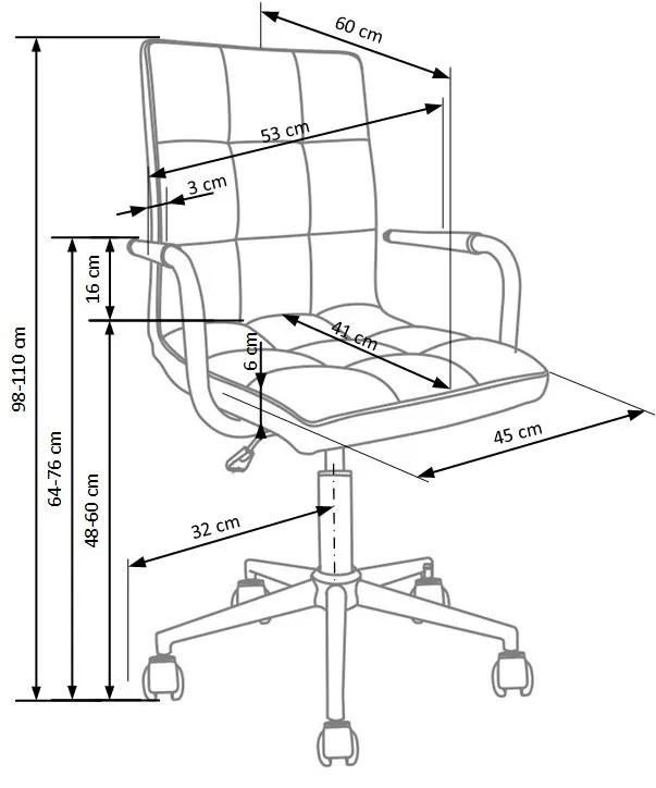 Scaun de birou Gonzo2 roz - H 98-110 cm