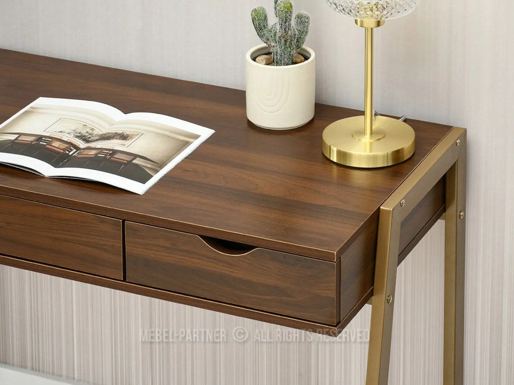Masă PC Land (nuc + auriu). Promo -22%. 1109778