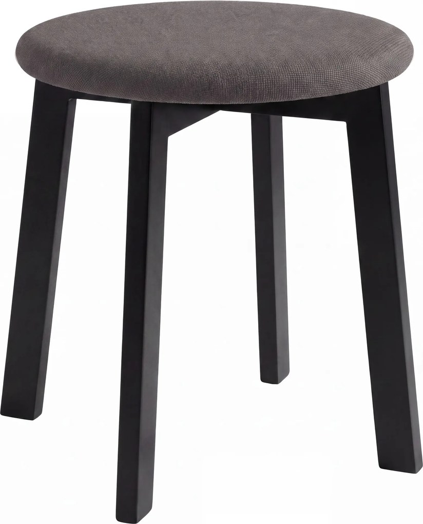 MAZZONI EXPORT Taburet rotund ZOI Bej Taupe (Storm 26) / cadru din lemn de fag negru