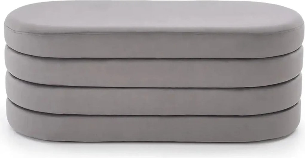 Bancheta CALPI, stofa catifelata gri, 110x46x42 cm