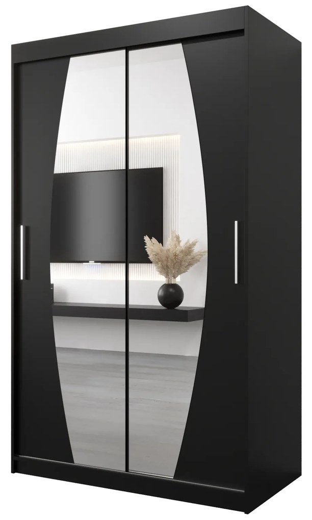 Dulap de haine 120 cm Eclipse (Negru mat + Negru mat). 1063390