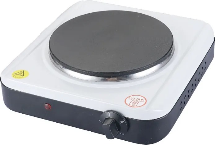 Plita electrica Rosberg R51445KR, 1500W, 18.5 cm, Control manual, 4 trepte, Alb