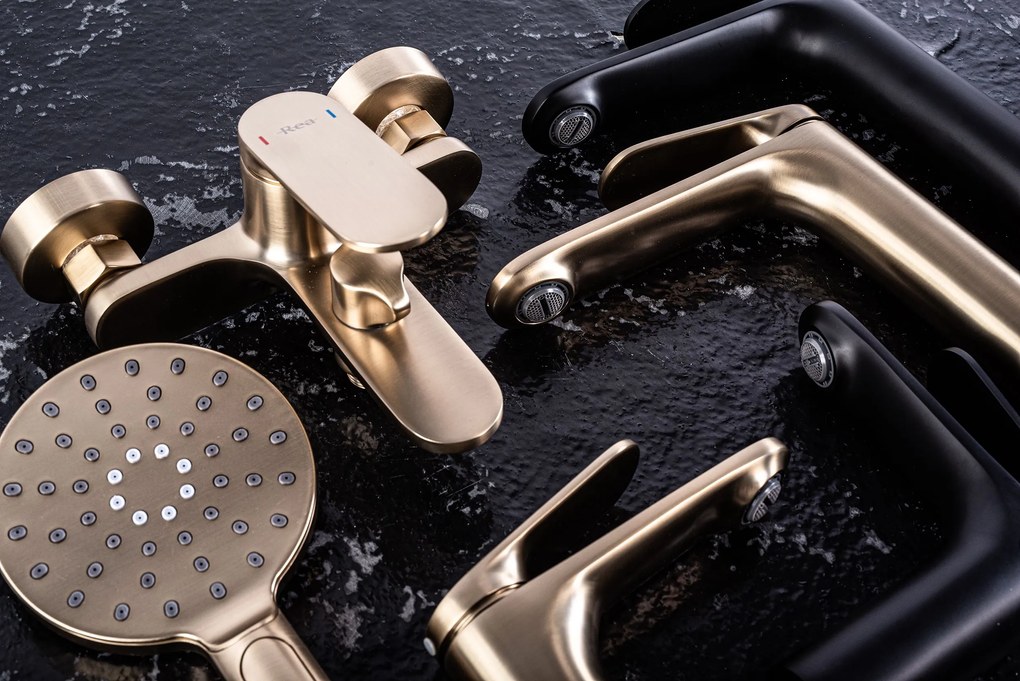 Baterie pentru cadă REA Marco Brush Gold