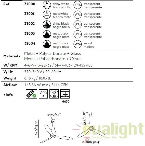 Ventilator cu telecomanda ETERFAN negru mat/ lemn 32004