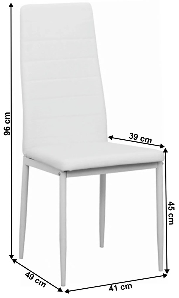 Scaun, piele eco albă/metal alb, COLETA NOVA