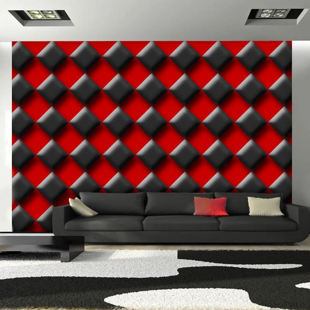Fototapet Bimago - Red & Black Chessboard + Adeziv gratuit 400x280 cm