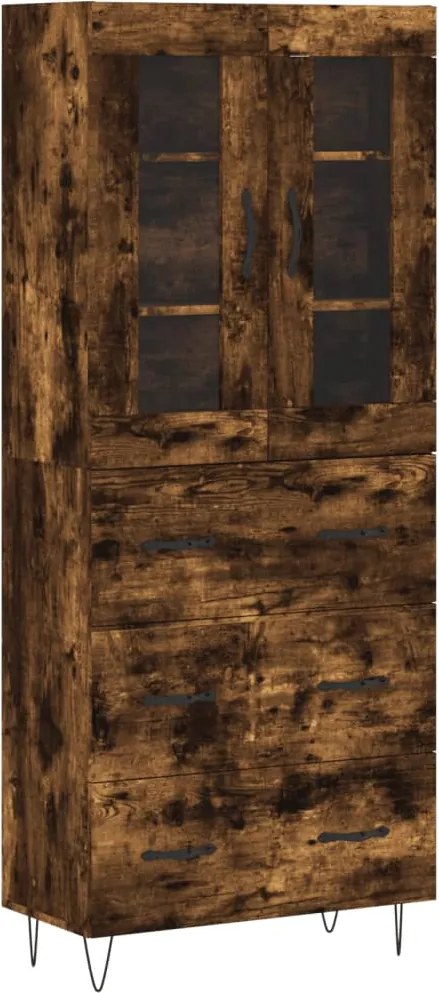 vidaXL Dulap înalt, stejar fumuriu, 69,5x34x180, lemn compozit