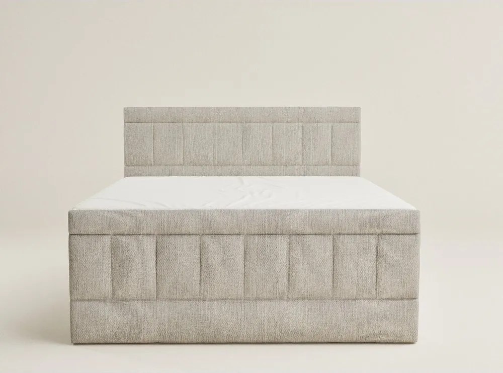 Pat boxspring bej cu spațiu de depozitare 200x200 cm Caya – Maison de Rêve