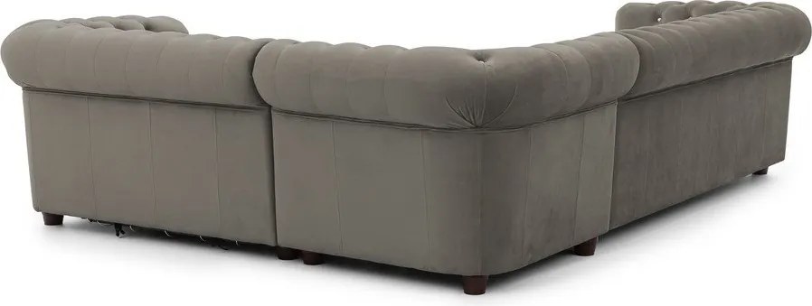 Colțar gri extensibil cu tapițerie din catifea (cu colț pe partea dreaptă/în formă de ”L”) York Blik – Ropez