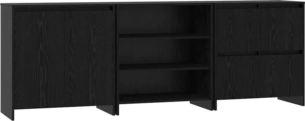 vidaXL Bufet 3 pcs Stejar Negru 70 x 41 x 75 cm Lemn compozit