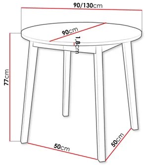 Masă sufragerie extensibilă 90 cm Kertare S 90 (Gri Marmură + Negru) (pentru 2-4 persoane). 1105356