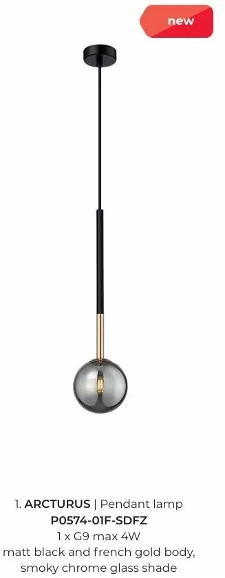 Pendul, Lustra suspendata moderna Arcturus negru/ auriu