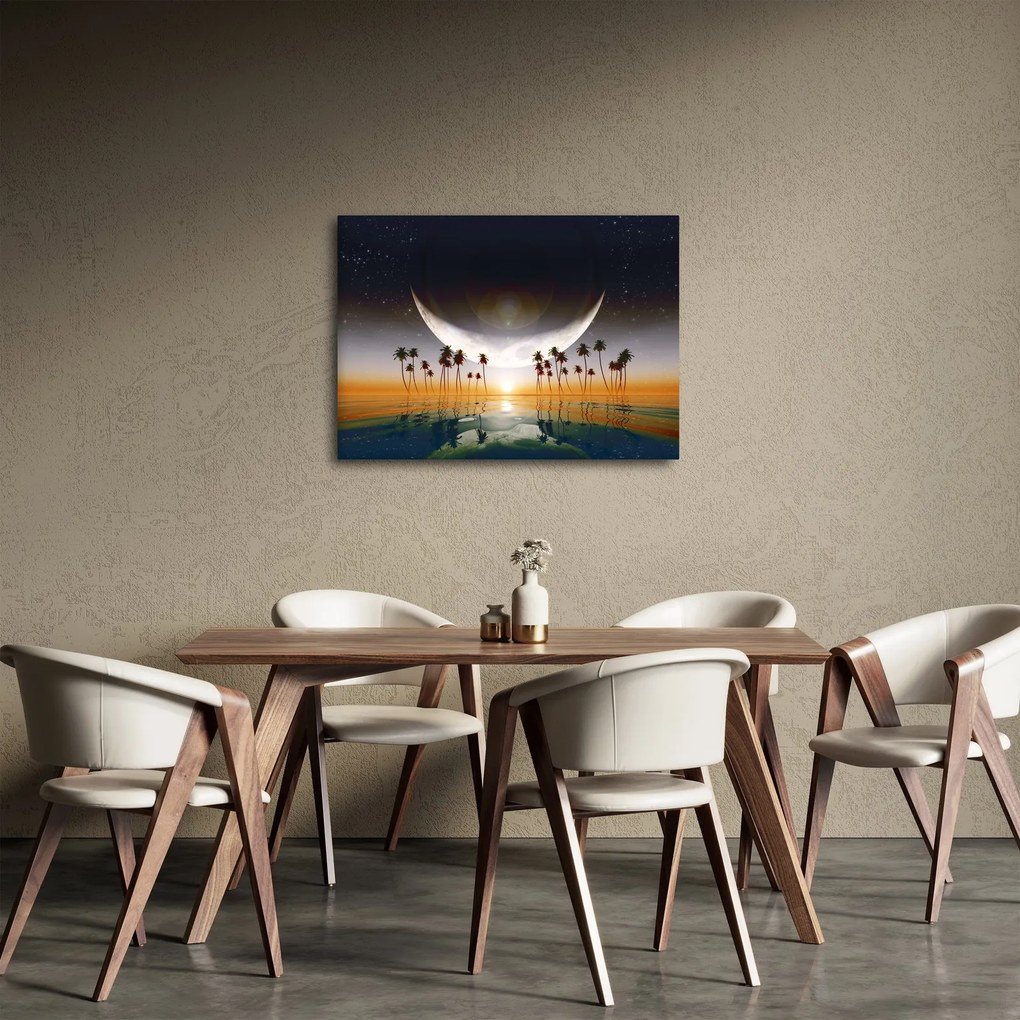 Tablou- Luna deasupra palmierilor (70x50 cm)