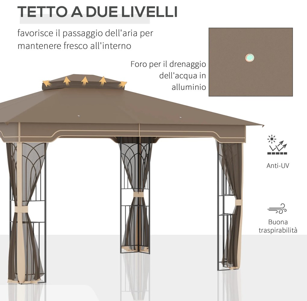 Outsunny Foisor de Gradina 3.65x3m cu Plasa de Tantari si Acoperis Dublu | Aosom Ro